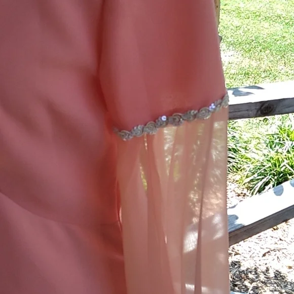Vintage 1970s homemade peach color formal prom wedding bridesmaid dress 👗 - Picture 3 of 6